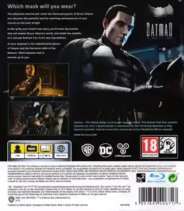 Batman - The Telltale Series (USA) (v1.06) (Update) box cover back